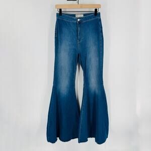 Free People Flare Denim Jeans Wide Leg Boho Festival Style Women’s W27